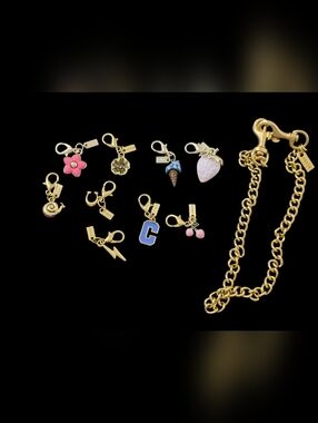 Letter "C" Gold-Tone Bag Chain with Multicolor Enamel Accents